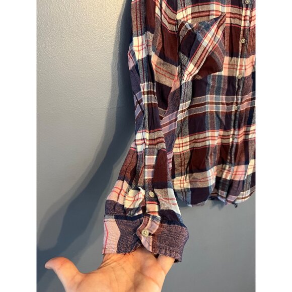 Lucky Brand Women’s Pink & Blue Flannel Button Up Size XL, Extra Soft Material - Picture 4 of 5